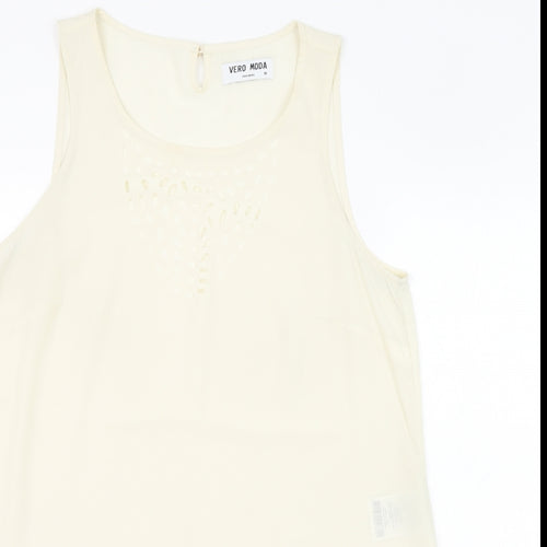 VERO MODA Womens Ivory  Polyester Basic Blouse Size M Round Neck