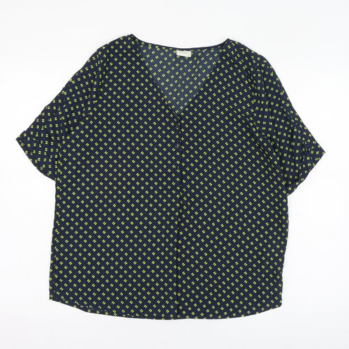 JACOUELINE de YONG Womens Black Geometric Polyester Basic Blouse Size 10 V-Neck