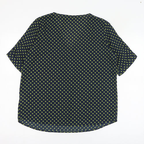 JACOUELINE de YONG Womens Black Geometric Polyester Basic Blouse Size 10 V-Neck
