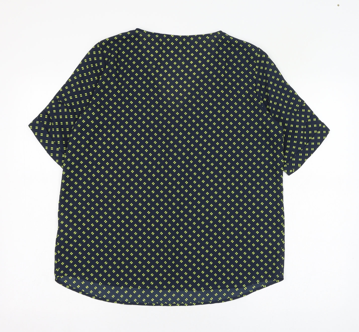 JACOUELINE de YONG Womens Black Geometric Polyester Basic Blouse Size 10 V-Neck