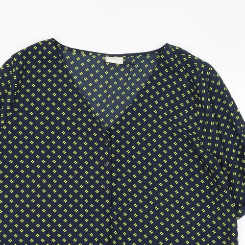 JACOUELINE de YONG Womens Black Geometric Polyester Basic Blouse Size 10 V-Neck