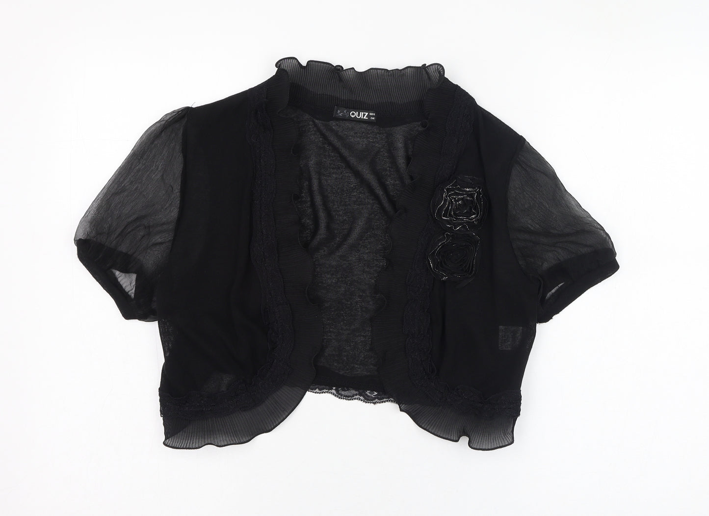 Quiz Womens Black Round Neck  Polyester Cardigan Jumper Size 18