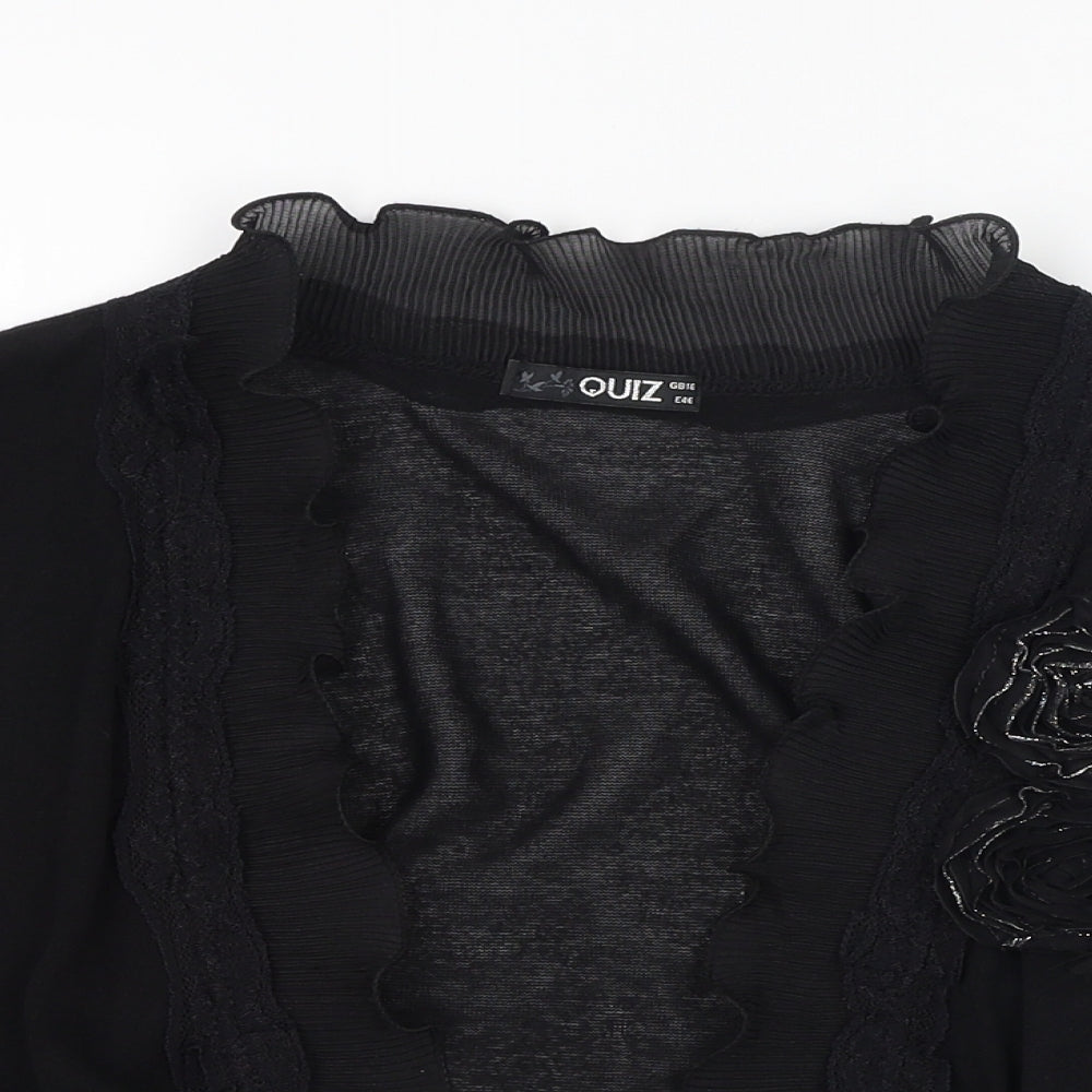 Quiz Womens Black Round Neck  Polyester Cardigan Jumper Size 18