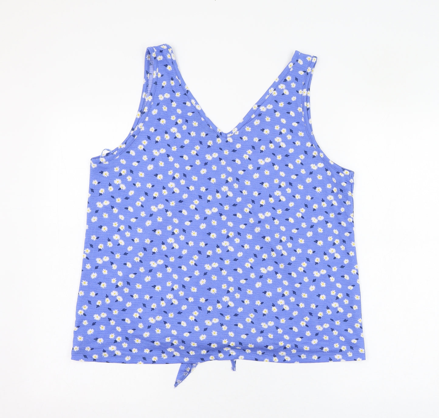 Dunnes Stores Womens Blue Floral Polyester  Tank Size L V-Neck