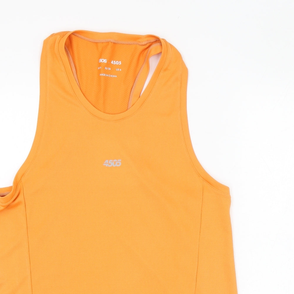 ASOS Womens Orange  Polyester Basic Tank Size 10 Round Neck Pullover