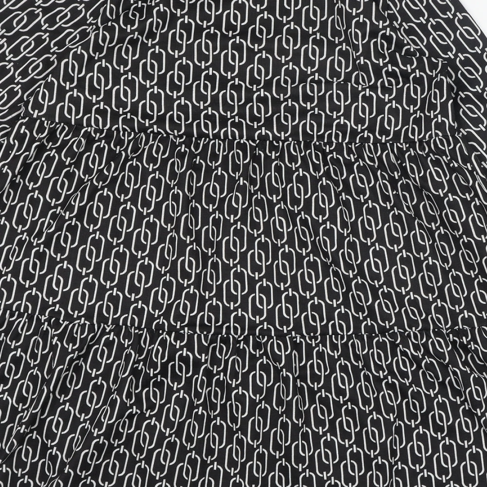 River Island Womens Black Geometric Polyester Trapeze & Swing  Size 10  Round Neck Pullover - Smock