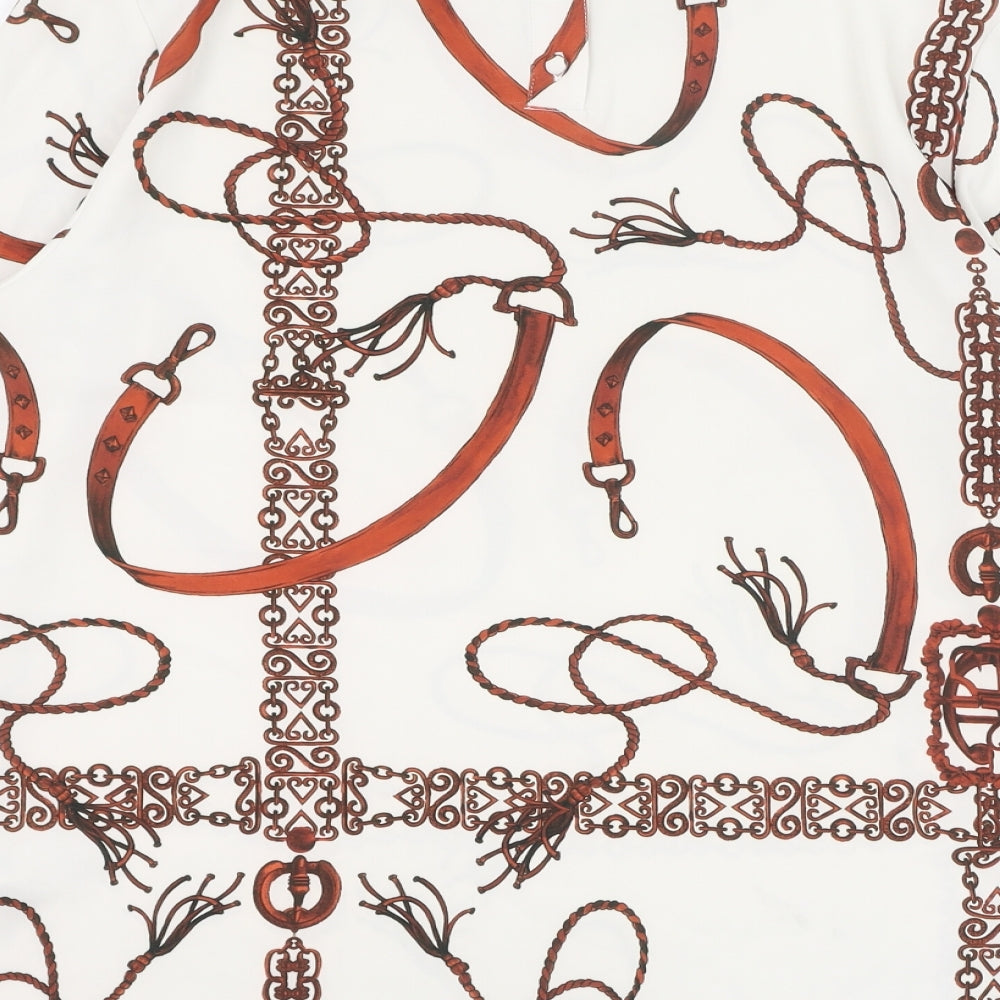 NEXT Womens Ivory  Polyester Basic Blouse Size 14 Round Neck