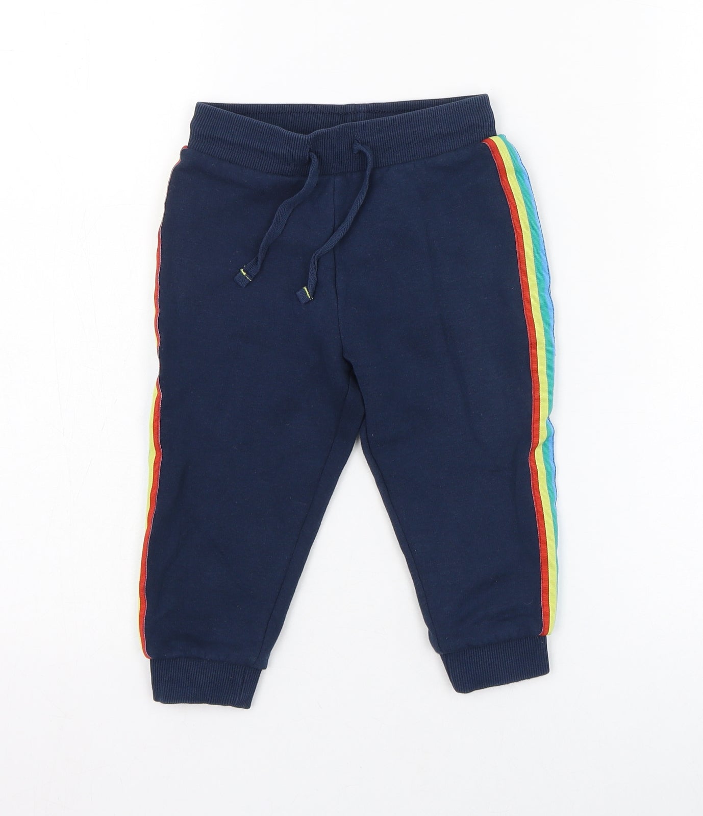 Matalan Boys Blue  Cotton Jogger Trousers Size 12-18 Months  Pullover - Rainbow