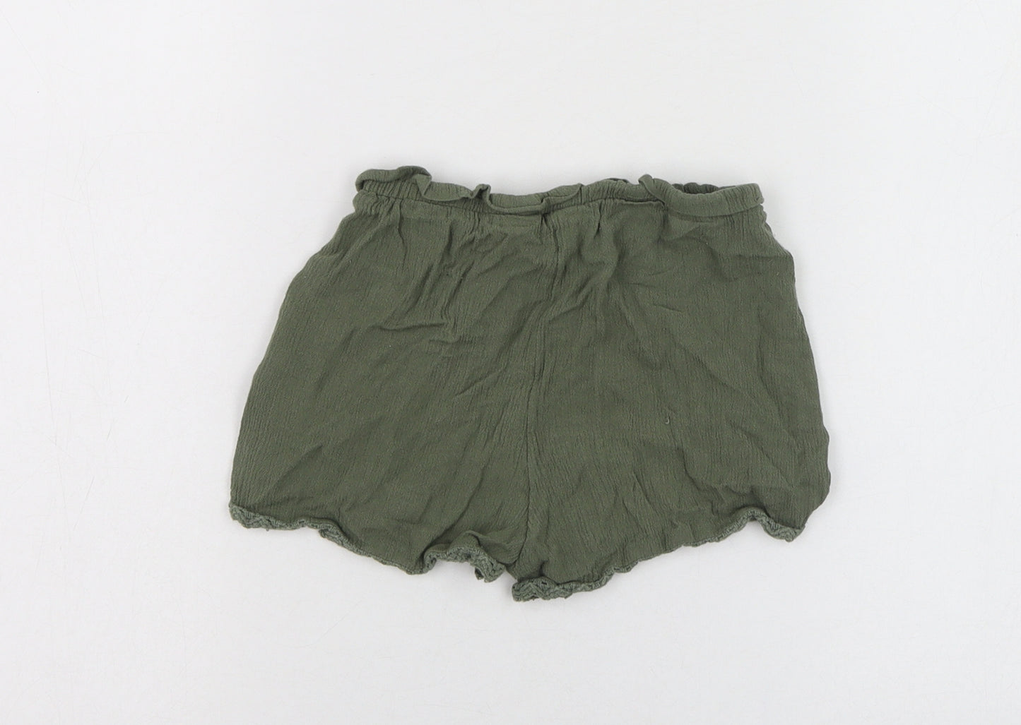 Primark Girls Green  Viscose Paperbag Shorts Size 7-8 Years  Regular