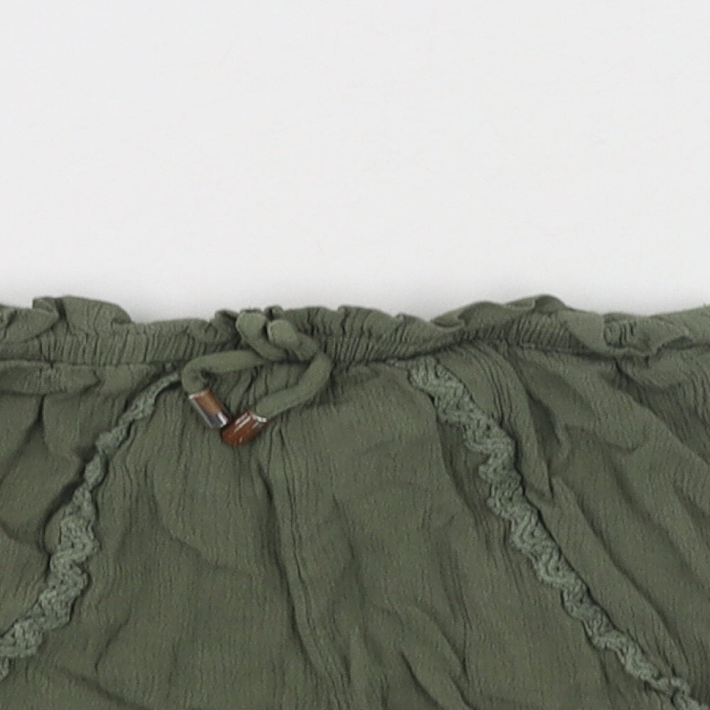 Primark Girls Green  Viscose Paperbag Shorts Size 7-8 Years  Regular