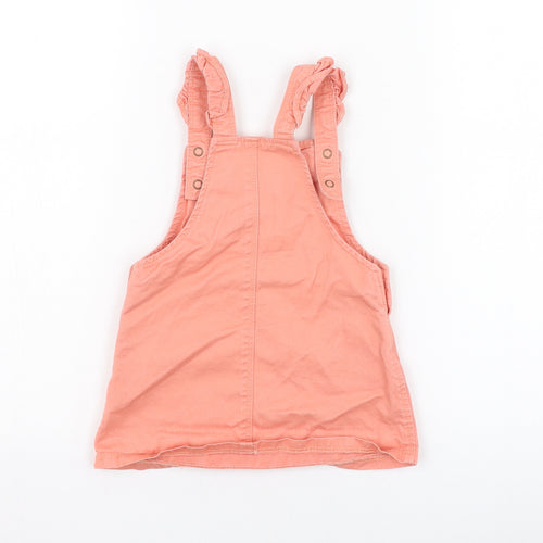George Girls Pink  Cotton Pinafore/Dungaree Dress  Size 12-18 Months  Square Neck Button