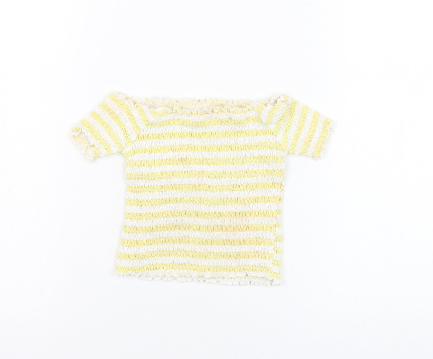 Primark Girls  Striped Cotton Basic T-Shirt Size 3-4 Years Square Neck Pullover