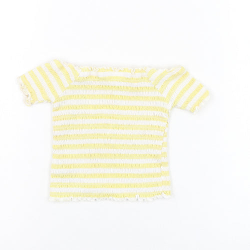 Primark Girls  Striped Cotton Basic T-Shirt Size 3-4 Years Square Neck Pullover