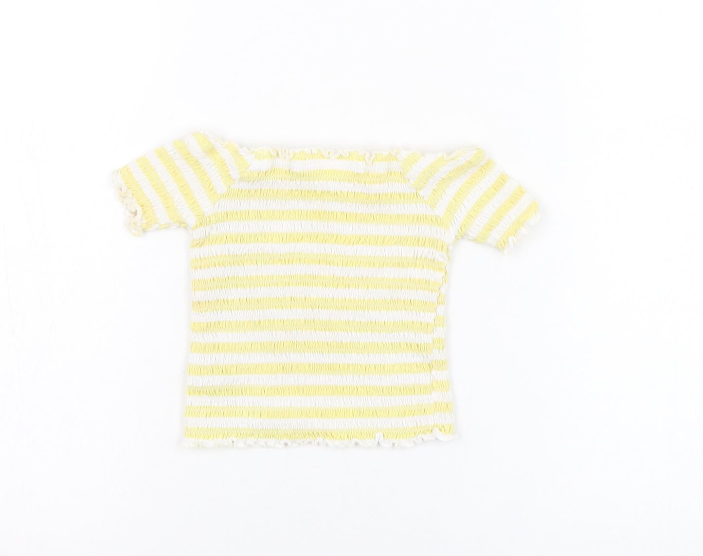 Primark Girls  Striped Cotton Basic T-Shirt Size 3-4 Years Square Neck Pullover