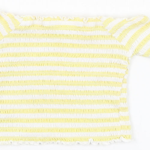 Primark Girls  Striped Cotton Basic T-Shirt Size 3-4 Years Square Neck Pullover