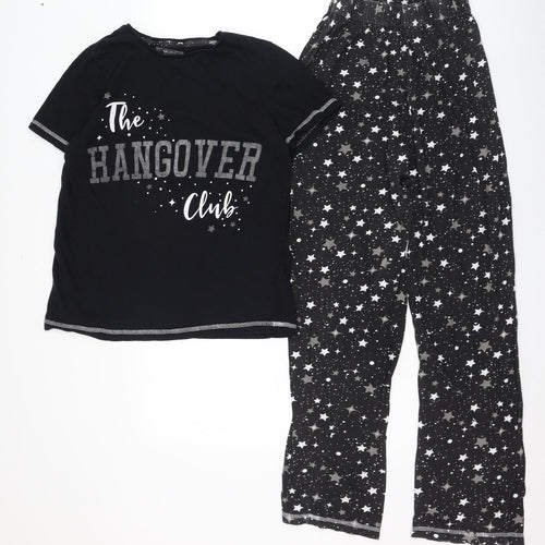 Studio Womens Black Solid Cotton Top Pyjama Set Size 8   - The Hangover Club