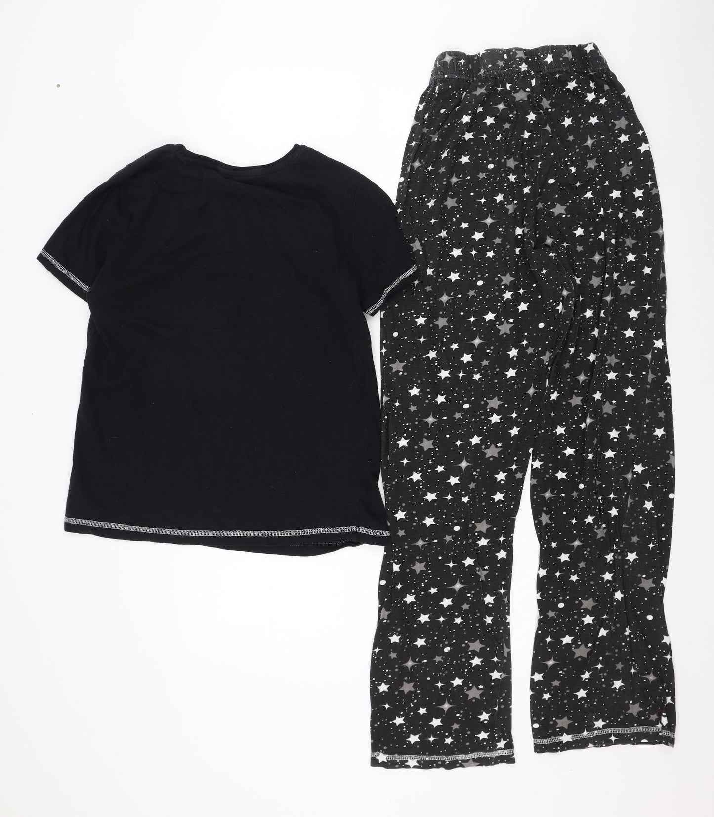 Studio Womens Black Solid Cotton Top Pyjama Set Size 8   - The Hangover Club