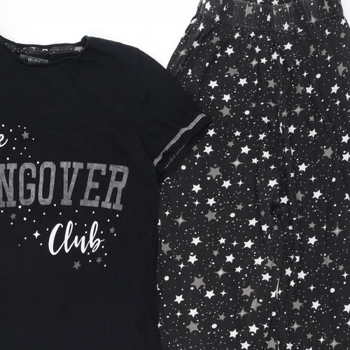 Studio Womens Black Solid Cotton Top Pyjama Set Size 8   - The Hangover Club