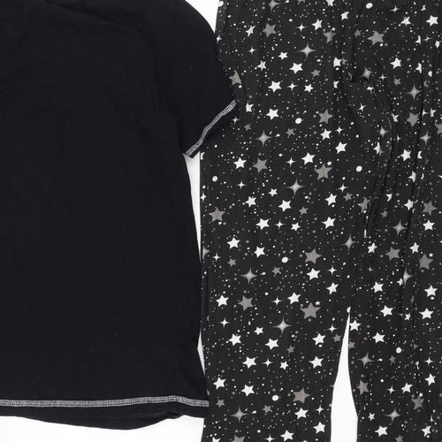 Studio Womens Black Solid Cotton Top Pyjama Set Size 8   - The Hangover Club