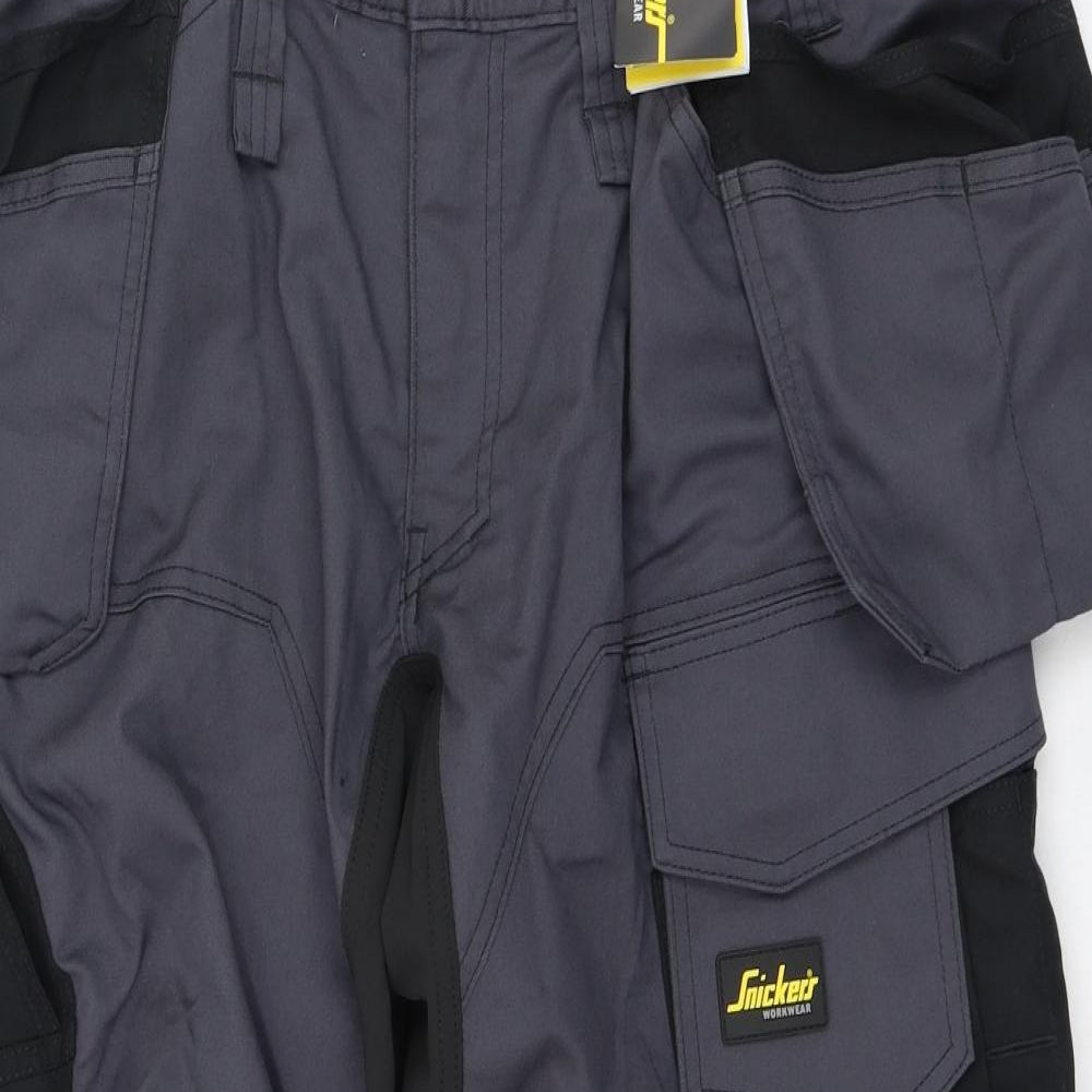 Snickers Mens Grey  Cotton Carpenter Trousers Size 38 L32 in Regular Zip - Workwear