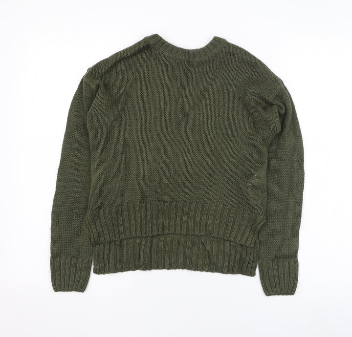 New Look Girls Green Round Neck Acrylic Pullover Jumper Size 12-13 Years Pullover
