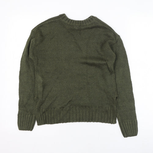 New Look Girls Green Round Neck  Acrylic Pullover Jumper Size 12-13 Years  Pullover
