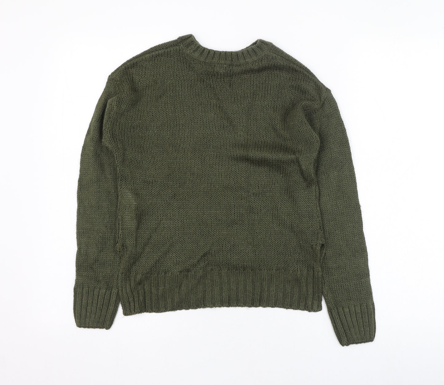 New Look Girls Green Round Neck  Acrylic Pullover Jumper Size 12-13 Years  Pullover