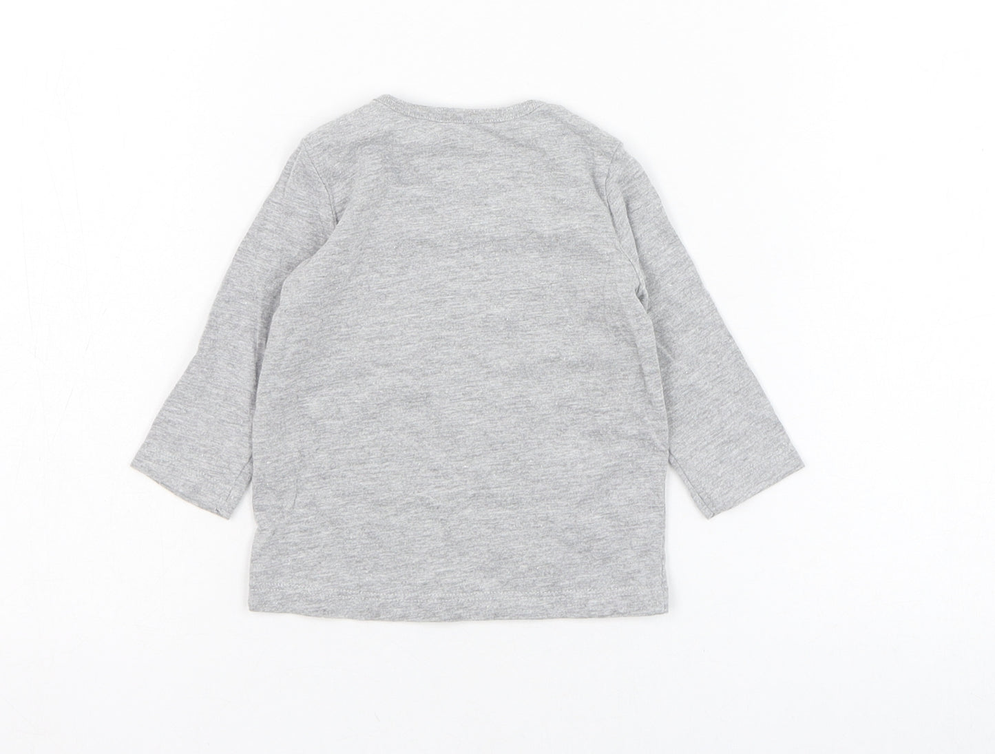 F&F Girls Grey  Cotton Basic T-Shirt Size 0-3 Months Round Neck Pullover