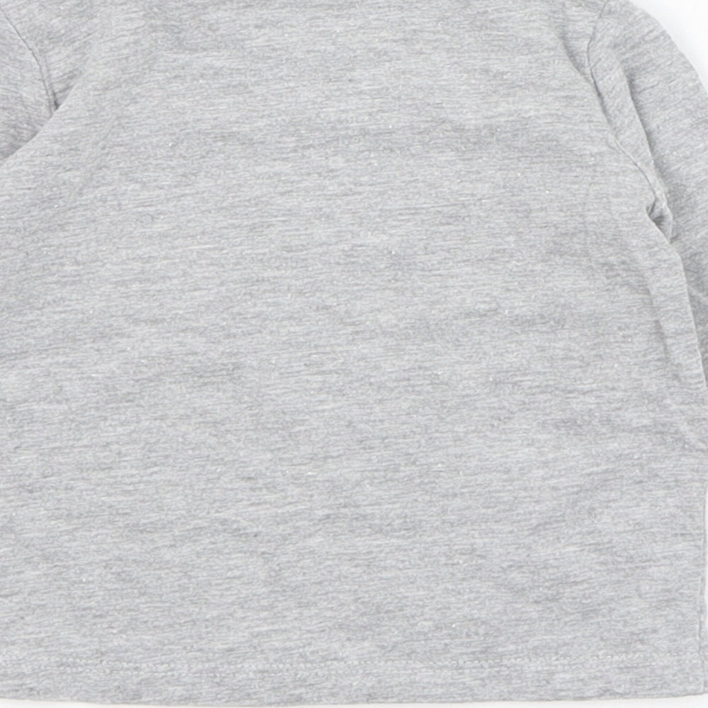 F&F Girls Grey  Cotton Basic T-Shirt Size 0-3 Months Round Neck Pullover