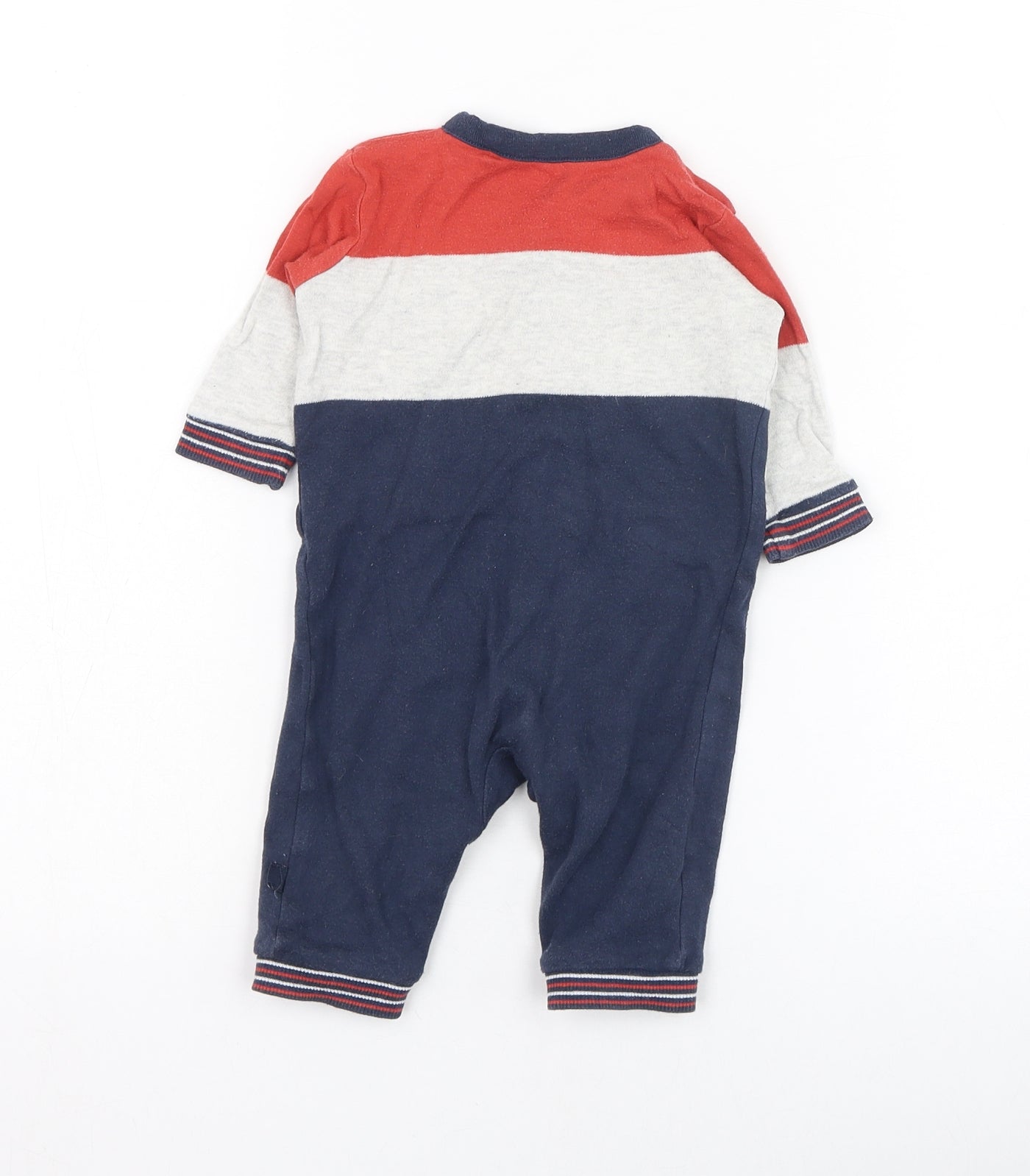 NEXT Boys Blue Colourblock Cotton Babygrow One-Piece Size 3-6 Months  Button