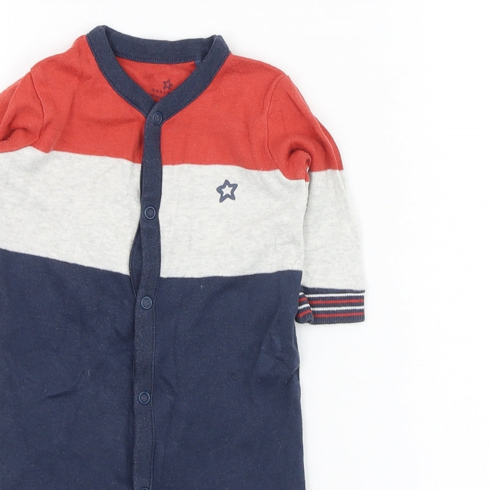 NEXT Boys Blue Colourblock Cotton Babygrow One-Piece Size 3-6 Months  Button