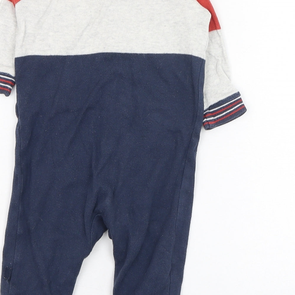 NEXT Boys Blue Colourblock Cotton Babygrow One-Piece Size 3-6 Months  Button