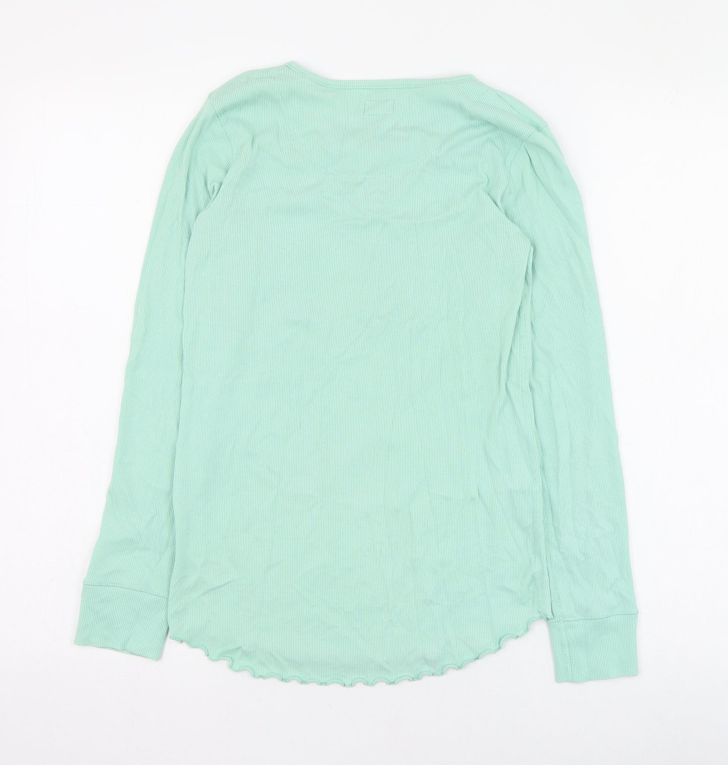 NEXT Girls Green  Cotton Basic T-Shirt Size 13 Years Round Neck Pullover