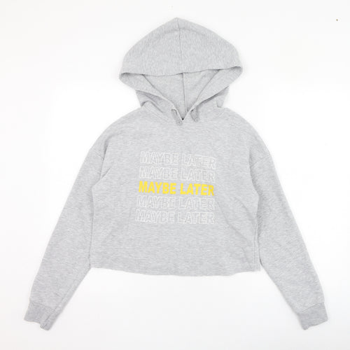 New Look Girls Grey  Cotton Pullover Hoodie Size 12-13 Years  Pullover - Maybe Later