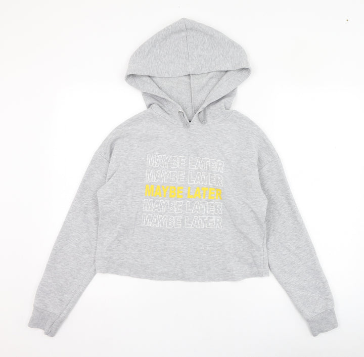 New Look Girls Grey  Cotton Pullover Hoodie Size 12-13 Years  Pullover - Maybe Later