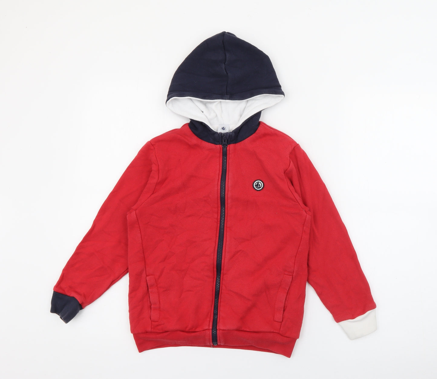 Petit Bateru Boys Red  Cotton Full Zip Hoodie Size 8 Years  Zip