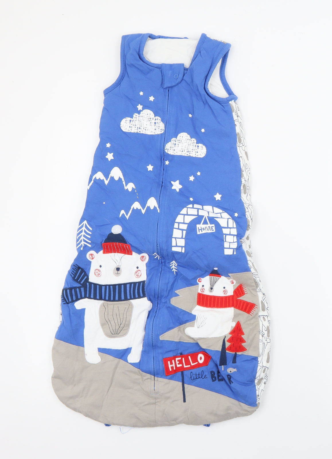 TU Baby Blue Geometric Cotton Babygrow One-Piece Size 12-18 Months  Zip - Babybag