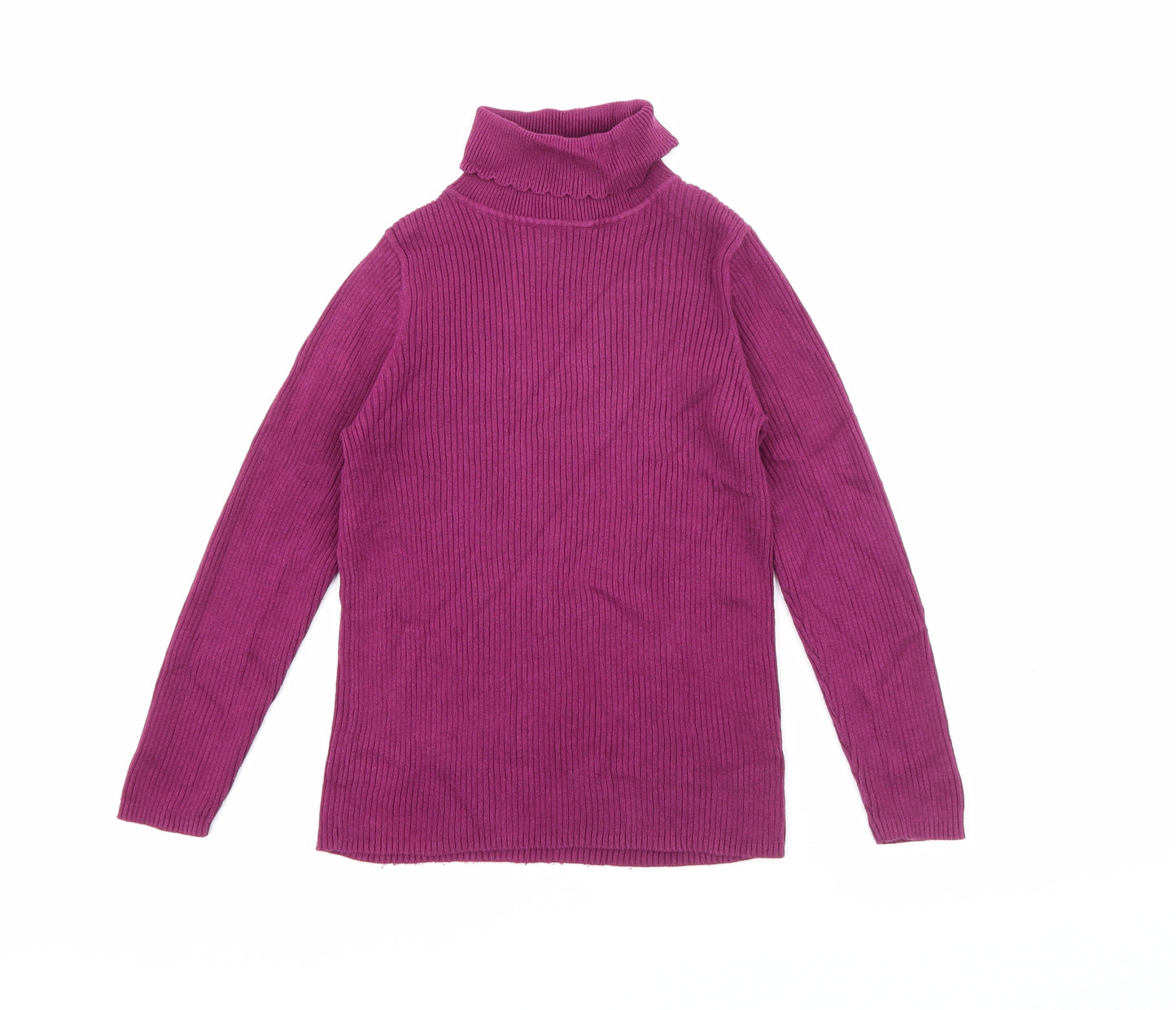 George Girls Purple Roll Neck  Cotton Pullover Jumper Size 7-8 Years