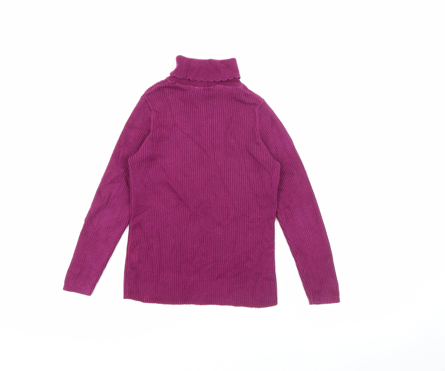 George Girls Purple Roll Neck  Cotton Pullover Jumper Size 7-8 Years