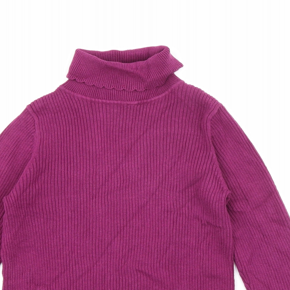 George Girls Purple Roll Neck  Cotton Pullover Jumper Size 7-8 Years