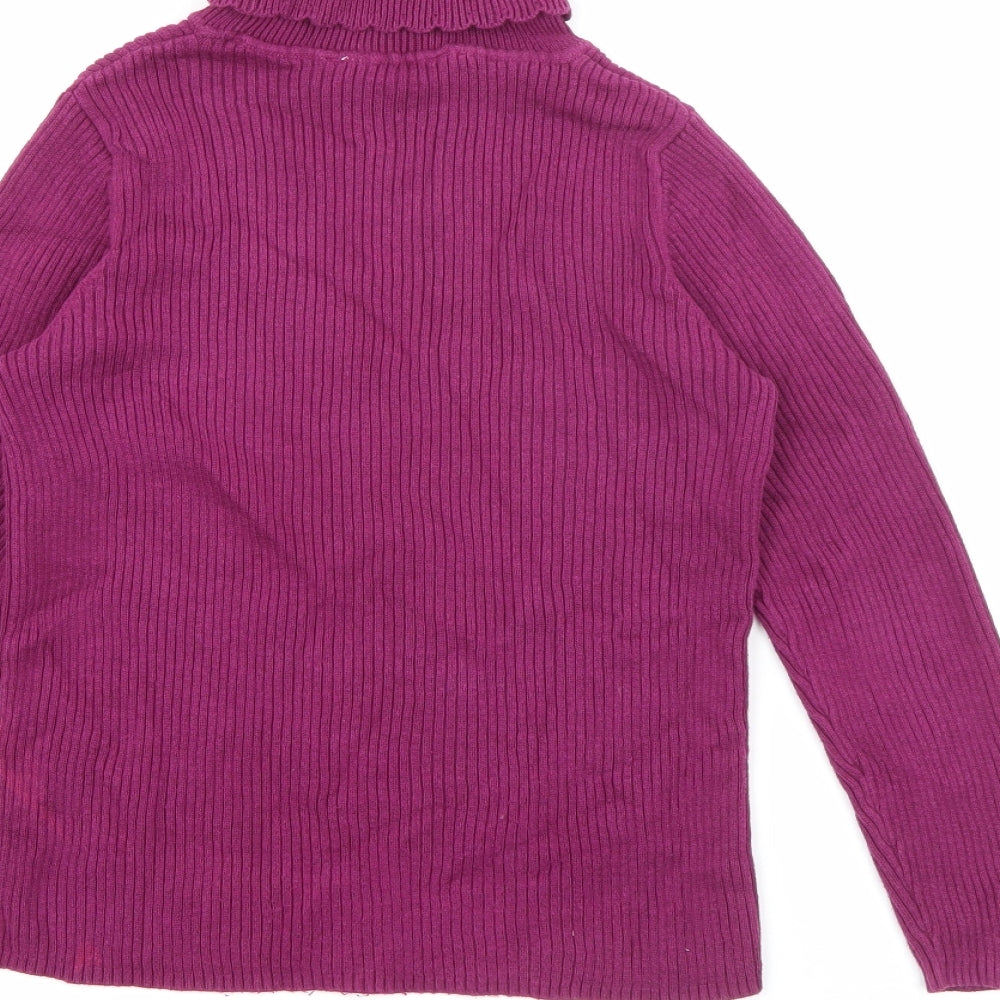 George Girls Purple Roll Neck  Cotton Pullover Jumper Size 7-8 Years