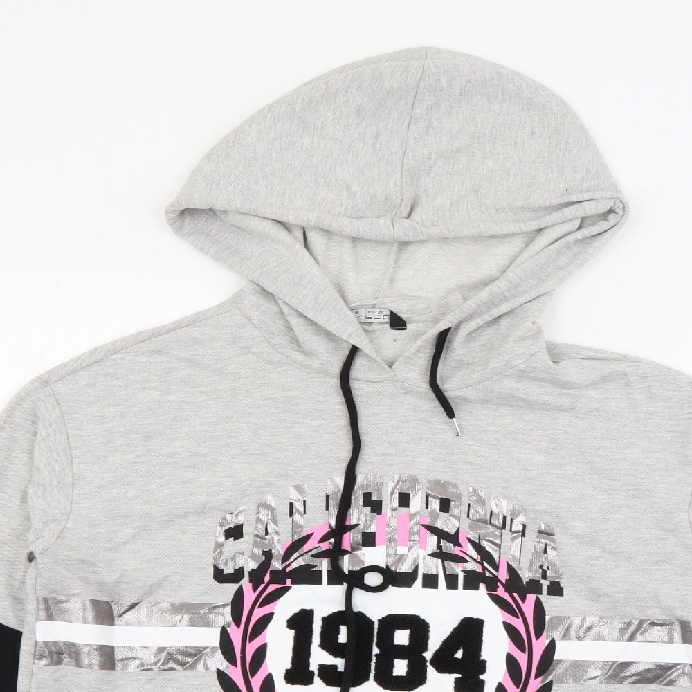 Select Womens Grey  Cotton Pullover Hoodie Size 8