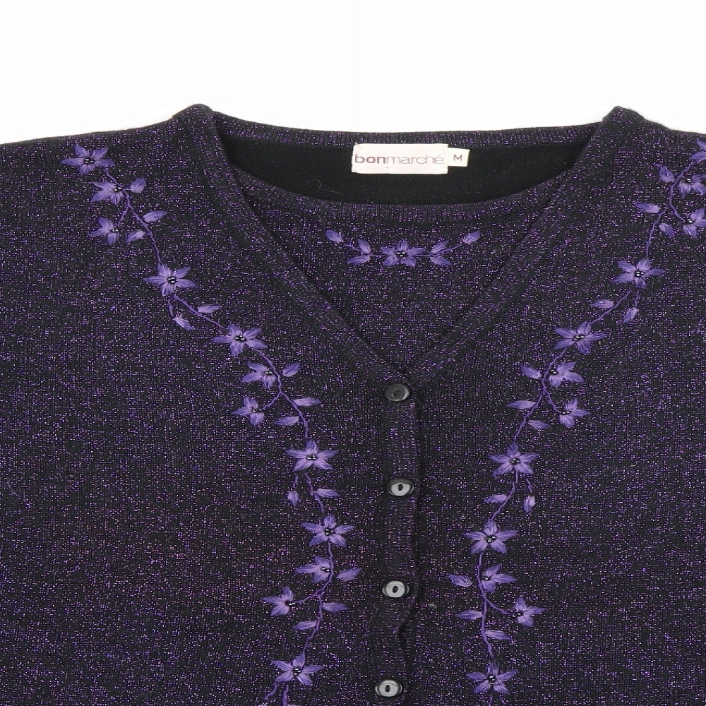 Bonmarché Womens Purple Crew Neck  Acrylic Pullover Jumper Size M