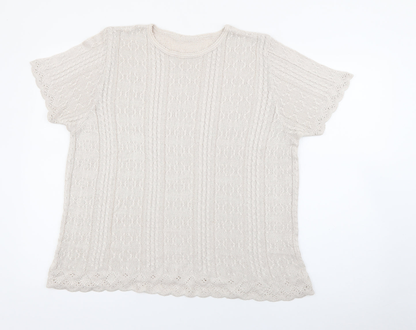 Berkertex Womens Beige Crew Neck  Acrylic Pullover Jumper Size 18