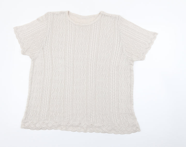 Berkertex Womens Beige Crew Neck  Acrylic Pullover Jumper Size 18