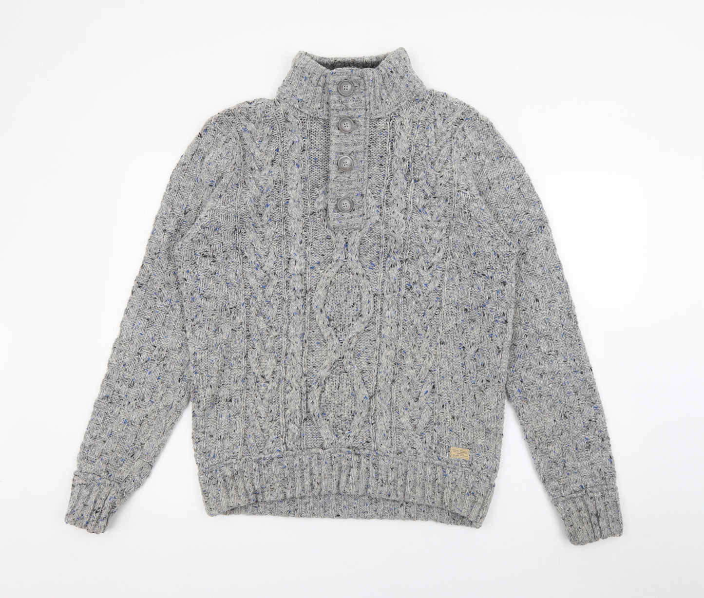 Marks and Spencer Mens Grey High Neck  Polyester Pullover Jumper Size M