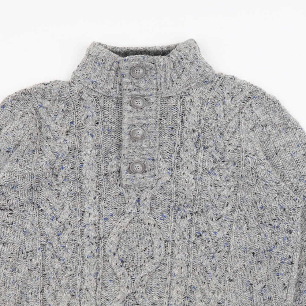 Marks and Spencer Mens Grey High Neck  Polyester Pullover Jumper Size M