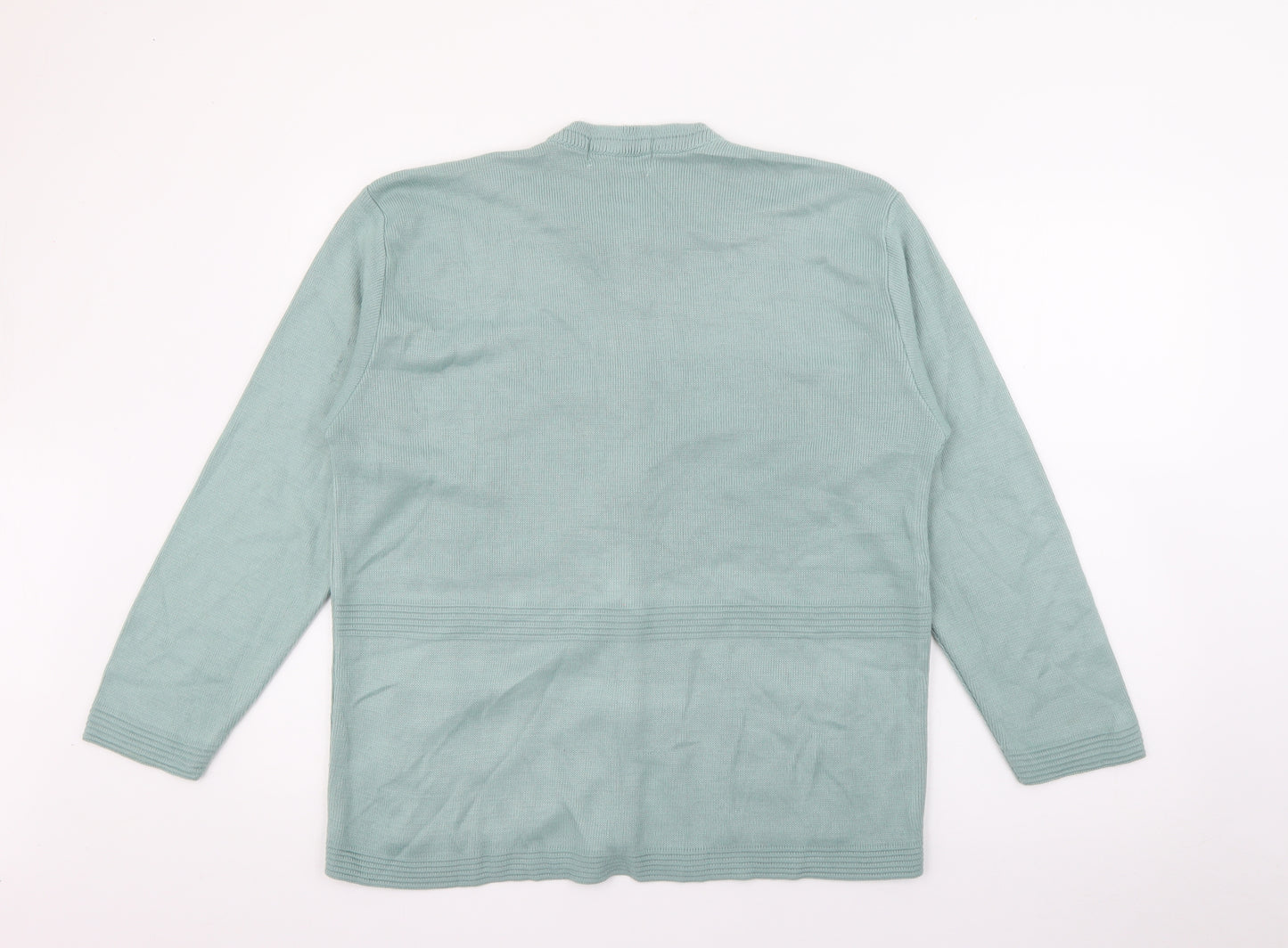 Beaumonde Womens Green Crew Neck  Acrylic Cardigan Jumper Size 18