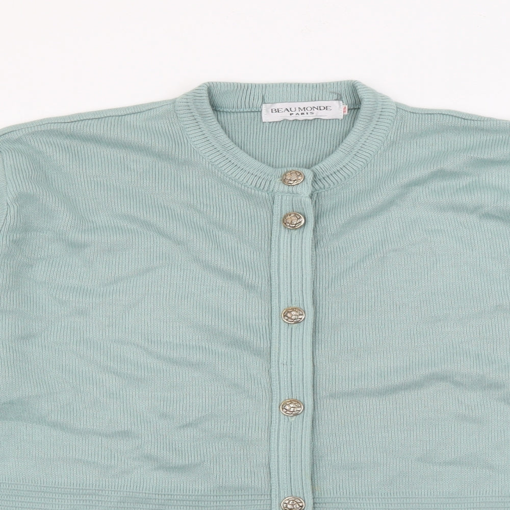 Beaumonde Womens Green Crew Neck  Acrylic Cardigan Jumper Size 18