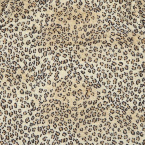 Anne Klein 2 Womens Beige V-Neck Animal Print Polyester Pullover Jumper Size M